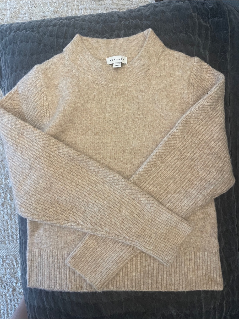 Topshop Men's Beige Crewneck Sweater